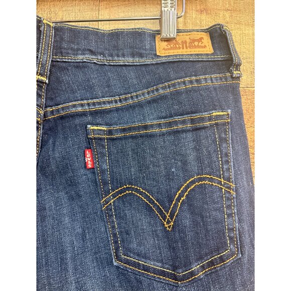 Levis 505 Mens Straight Leg Jeans Size 36X32 Dark Wash Denim - Picture 5 of 7